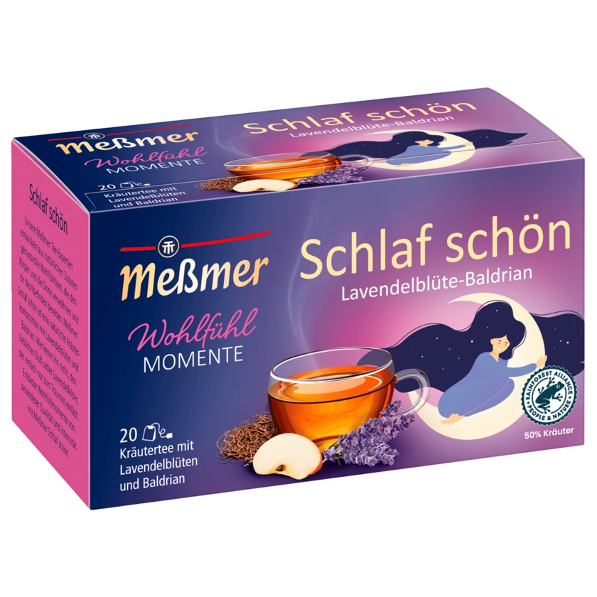 Meßmer Tee Schlaf Schön Lavendelblüte Baldrian 20 Beutel, 40g